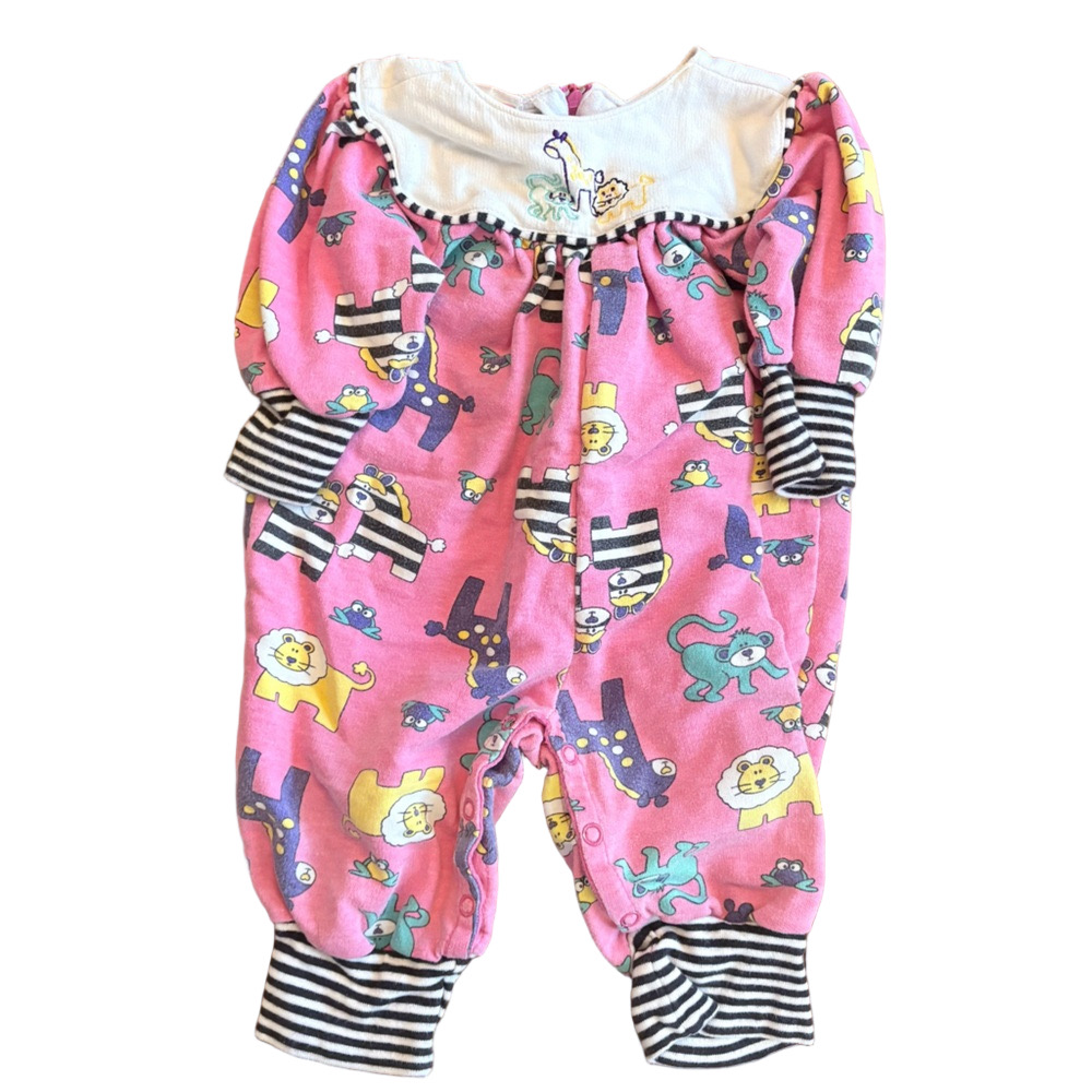 Vintage 2nd Step Kids Baby Girl 80s Style Animal Romper Size 12M